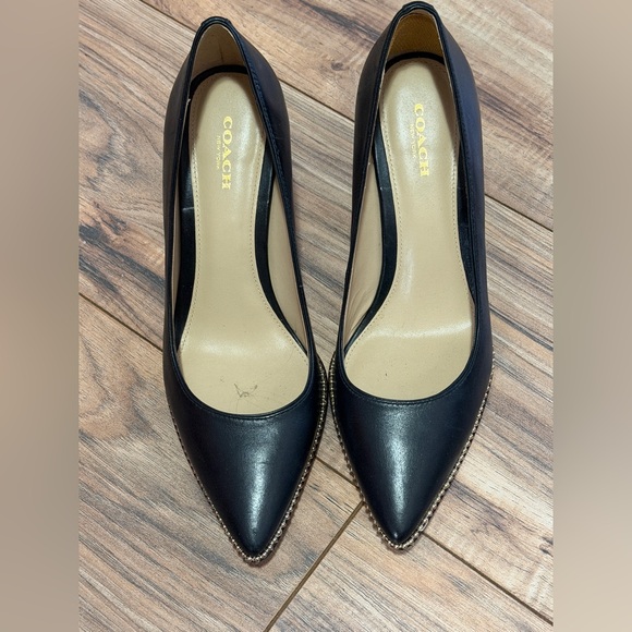 Coach 85mm Waverly Samantha pumps in black leather with beadchain detailing - Picture 6 of 13